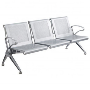 3-seat waiting room bench airport office salon stainless steel waiting chair with back