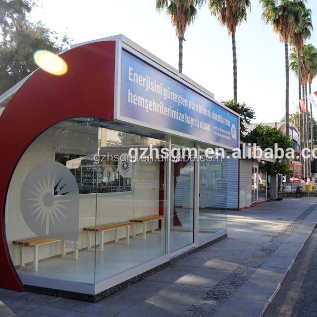 Air Conditioned Bus Stop Shelter with Waiting Chair inside