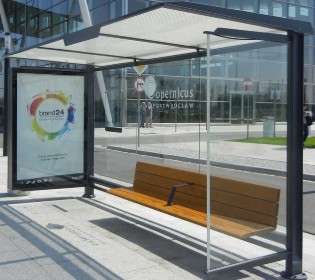 Solar powered bus shelter with led advertising light box bus station with bench