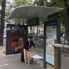 Smart bus stop shelter with bus time arrival system voice broadcasting outdoor street furniture manufacturer