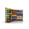 Curved Supermarket Shelves showcase retail display metal rack