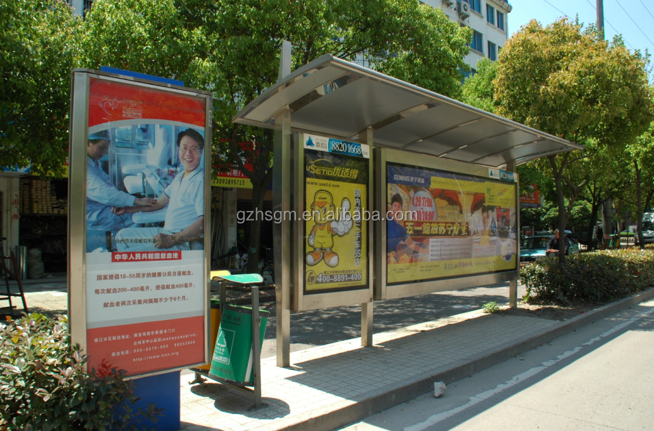 Stainless Steel Bus Stop Station with LED advertising panel