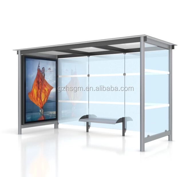 Stainless Steel Bus Stop Station with LED advertising panel