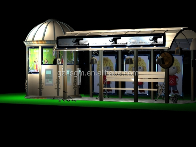 High Quality Stainless Steel Bus Stop Shelter with Street Retail Kiosk