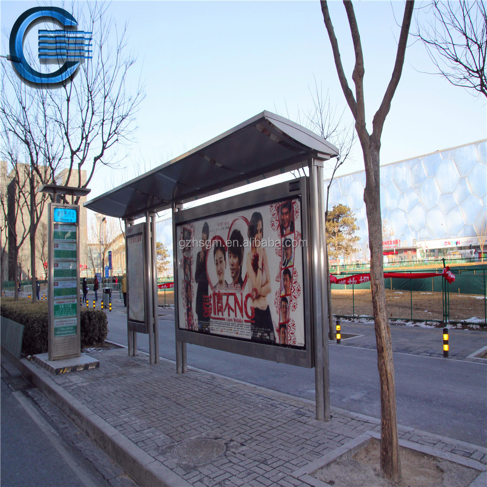 Stainless Steel Bus Stop Station with LED advertising panel