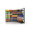 Curved Supermarket Shelves showcase retail display metal rack