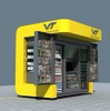 Outdoor food kiosk vending booth kiosks street store mall in metal frame with solar power system