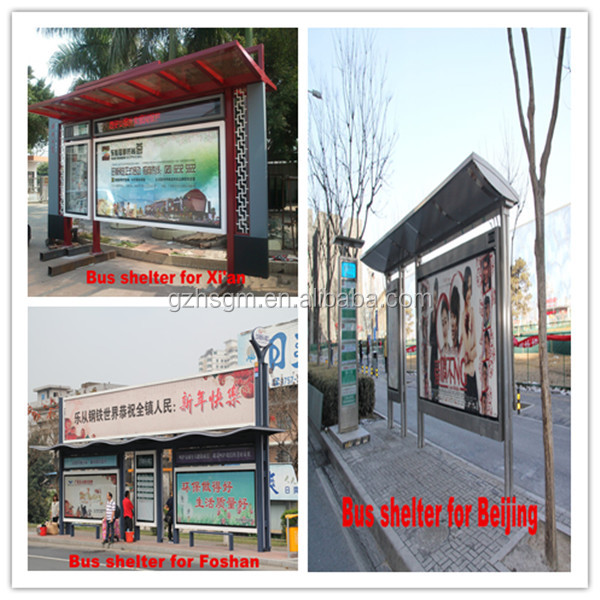 High Quality Stainless Steel Bus Stop Shelter with Street Retail Kiosk