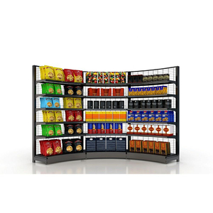 Curved Supermarket Shelves showcase retail display metal rack