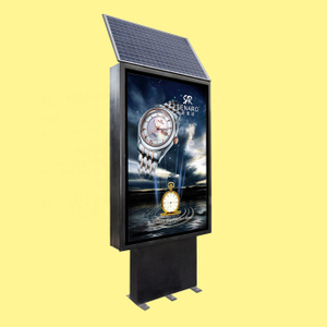 Outdoor advertising display led waterproof scrolling double sides solar power aluminum tempered glass light box outdoor